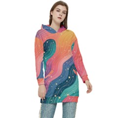 Art Abstract Pattern Women s Long Oversized Pullover Hoodie by Salmanaz77