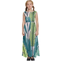 Illustrations Plants Nature Leaves Kids  Satin Sleeveless Maxi Dress by Salmanaz77
