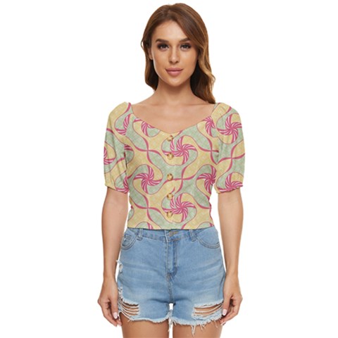 Abstract Pattern Design Scrapbooking Button Up Blouse by Paksenen