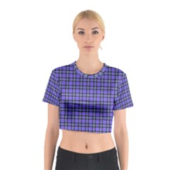 Blue Tartan Plaid 1 Cotton Crop Top by dressshop