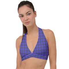 Blue Tartan Plaid 1 Halter Plunge Bikini Top by dressshop