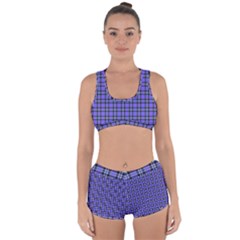 Blue Tartan Plaid 1 Racerback Boyleg Bikini Set by dressshop