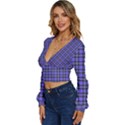 Blue Tartan Plaid 1 Long Sleeve Deep-V Velour Top View2