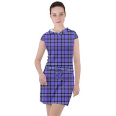 Blue Tartan Plaid 1 Drawstring Hooded Dress by dressshop