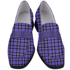 Blue Tartan Plaid 1 Women s Chunky Heel Loafers by dressshop