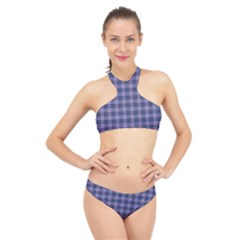 Purple Plaid Tartan 1 High Neck Bikini Set by dressshop