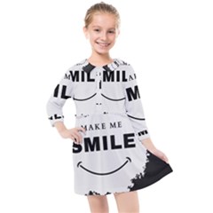 Black And White Simple Make Me Smile T Shirt 20250203 014057 0000 Kids  Quarter Sleeve Shirt Dress by Cowcow2005