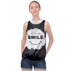 Black And White Simple Make Me Smile T Shirt 20250203 014057 0000 High Neck Satin Top by Cowcow2005