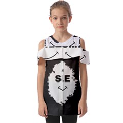 Black And White Simple Make Me Smile T Shirt 20250203 014057 0000 Fold Over Open Sleeve Top by Cowcow2005