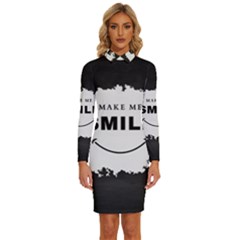 Black And White Simple Make Me Smile T Shirt 20250203 014057 0000 Long Sleeve Shirt Collar Bodycon Dress by Cowcow2005