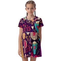 Collage Worx Black Collage Cupcake Eifel Tower Fireworks Paris Kids  Asymmetric Collar Dress by Grandong