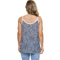 Blue Ornament Complex Mosaic Print Pattern Casual Spaghetti Strap Chiffon Top View4