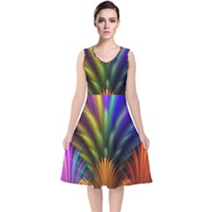 Abstract Colors - , Abstract Colors V-neck Midi Sleeveless Dress  by kyorashop23