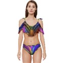 Abstract Colors - , Abstract Colors Ruffle Edge Tie Up Bikini Set	 View1
