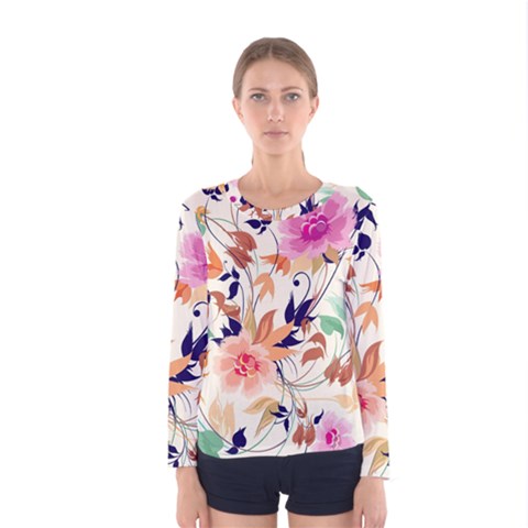 Abstract Floral Background Women s Long Sleeve T-shirt by kyorashop23