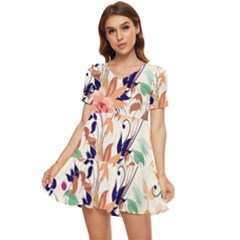 Abstract Floral Background Tiered Short Sleeve Babydoll Dress by kyorashop23