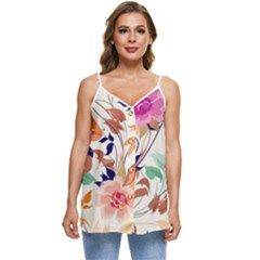 Abstract Floral Background Casual Spaghetti Strap Chiffon Top by kyorashop23