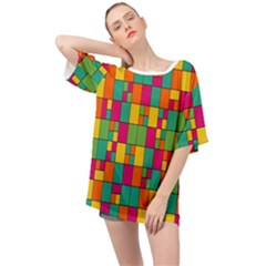 Abstract-background Oversized Chiffon Top by kyorashop23