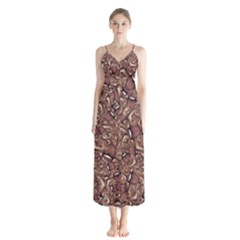 Human Spider Mutant Creatures Motif Random Pattern Button Up Chiffon Maxi Dress by dflcprintsclothing