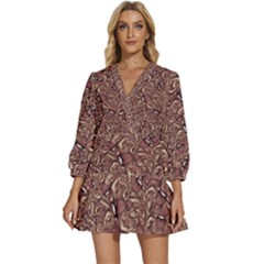 Human Spider Mutant Creatures Motif Random Pattern V-neck Placket Mini Dress by dflcprintsclothing