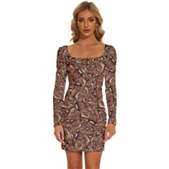 Human Spider Mutant Creatures Motif Random Pattern Long Sleeve Square Neck Bodycon Velvet Dress by dflcprintsclothing