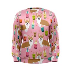 Corgi Bubble Boba Tea Pink Pattern Women s Sweatshirt by Salmanaz77