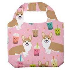 Corgi Bubble Boba Tea Pink Pattern Premium Foldable Grocery Recycle Bag by Salmanaz77
