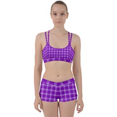 Purple Plaid Tartan 3 Perfect Fit Gym Set by dressshop