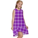Purple Plaid Tartan 3 Kids  Frill Swing Dress View3