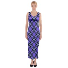 Blue Tartan Plaid 1 Diagonal Fitted Maxi Dress by dressshop