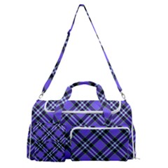 Blue Tartan Plaid 1 Diagonal Sports Gym Duffle Bag With Shoe Compartment by dressshop