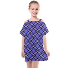 Blue Tartan Plaid 1 Diagonal Kids  One Piece Chiffon Dress by dressshop
