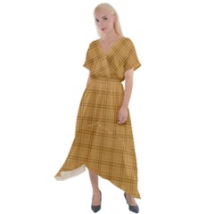 Autumn Fall Plaid Tartan 1 Cross Front Sharkbite Hem Maxi Dress by dressshop