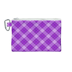 Purple Plaid Tartan 3 Diagonal (2) Canvas Cosmetic Bag (medium) by dressshop