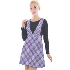 Purple Plaid Tartan 2 Diagonal Plunge Pinafore Velour Dress by dressshop