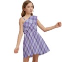 Purple Plaid Tartan 2 Diagonal Kids  One Shoulder Party Dress View2