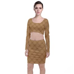 Autumn Fall Plaid Tartan 1 Diagonal Long Sleeve Crop Top & Bodycon Skirt Set by dressshop