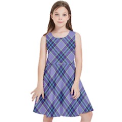 Purple Plaid Tartan 1 Diagonal Kids  Skater Dress by dressshop
