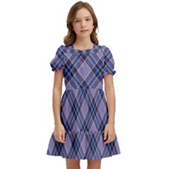Purple Plaid Tartan 1 Diagonal Kids  Puff Sleeved Dress by dressshop