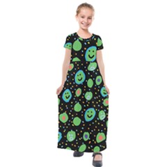 Doodle Dot Drawing Kids  Short Sleeve Maxi Dress by Salmanaz77