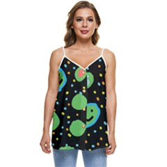 Doodle Dot Drawing Casual Spaghetti Strap Chiffon Top by Salmanaz77
