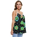Doodle Dot Drawing Casual Spaghetti Strap Chiffon Top View3