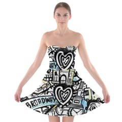 Doodle New York City Nyc Strapless Bra Top Dress by Salmanaz77