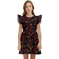 Pattern Ha Ha Ha  Abstract Black Dark Doodle Hahaha Pattern Physco Kids  Winged Sleeve Dress by Salmanaz77