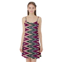 Pattern Zigzag Stripe Design Satin Night Slip by Maspions