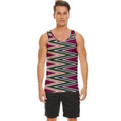 Pattern Zigzag Stripe Design Men s Wide Collar Tank Top by Maspions