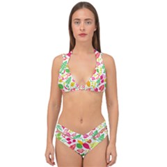 Leaves Pattern Seamless Texture Double Strap Halter Bikini Set by Maspions