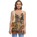 3d Letters Macro Wooden Letters Letters Textures Casual Spaghetti Strap Chiffon Top View1