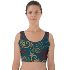 Flowers Floral Retro Flower Texture Velvet Crop Top by Salmanaz77