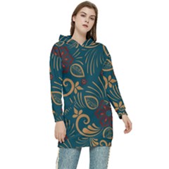 Flowers Floral Retro Flower Texture Women s Long Oversized Pullover Hoodie by Salmanaz77